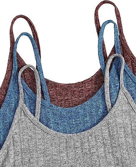 Women's 3 Sets Rib Knit Lounge Set Crop Cami Top and Tie Front Shorts Sleepwear Pajama Set