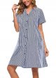 Women Cotton Duster Robe Short Sleeve Housecoat Button Down Nightgown